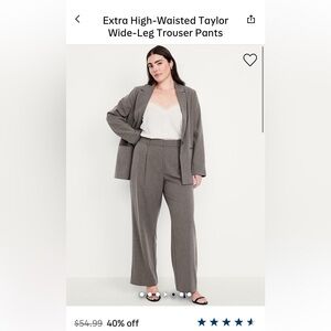 Gray Wide-Leg Trouser Pants